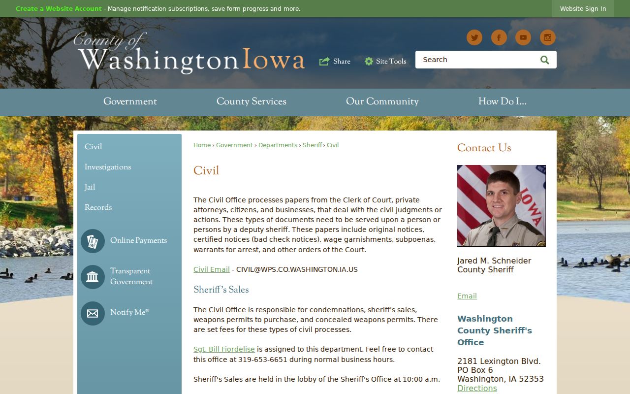 Washington County bench warrant civil service information