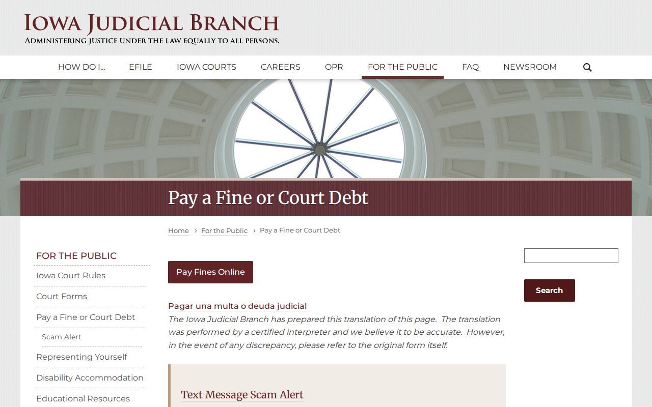 Washington County outstanding warrant payment confirmation route