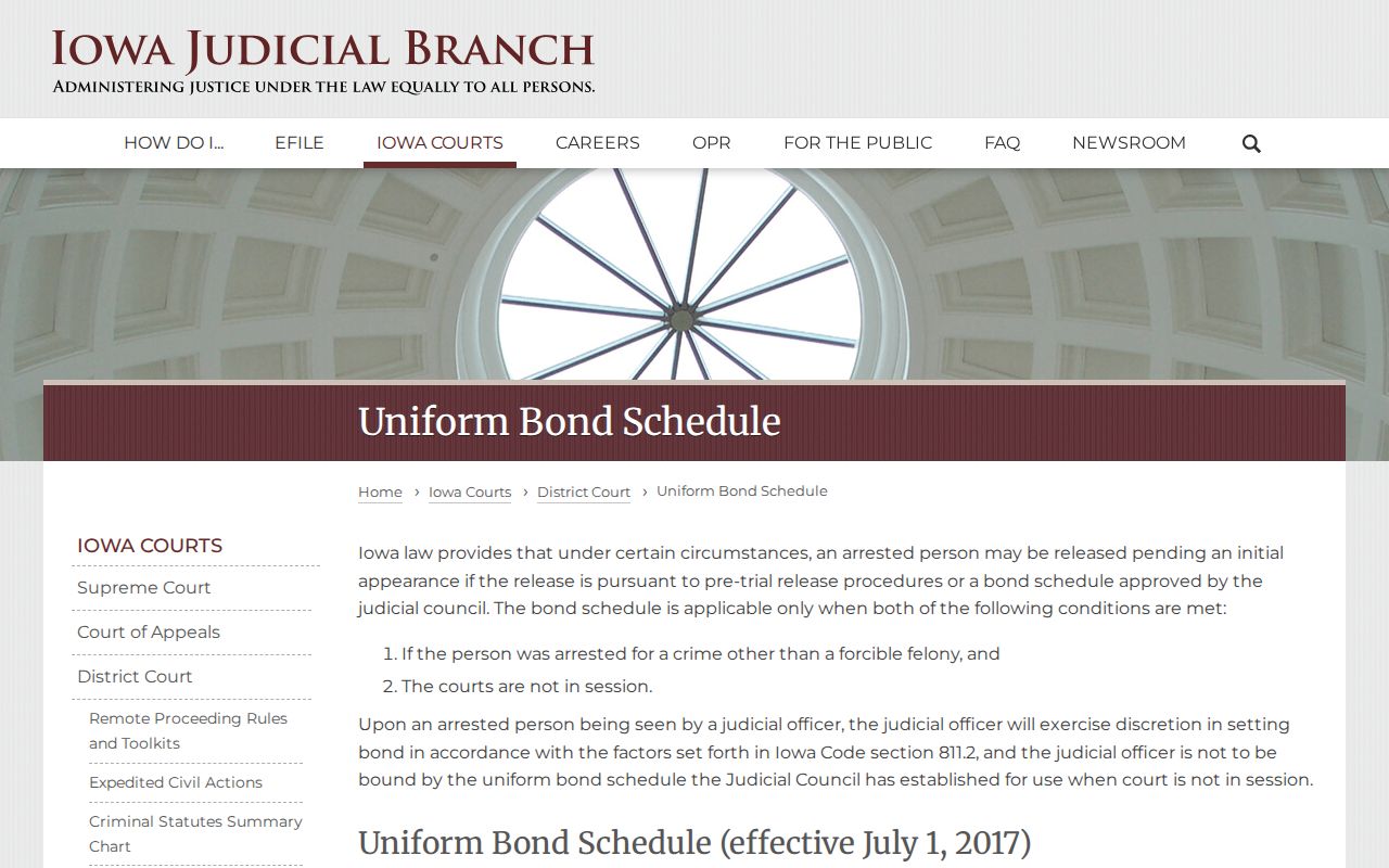 Washington County arrest warrant uniform bond schedule