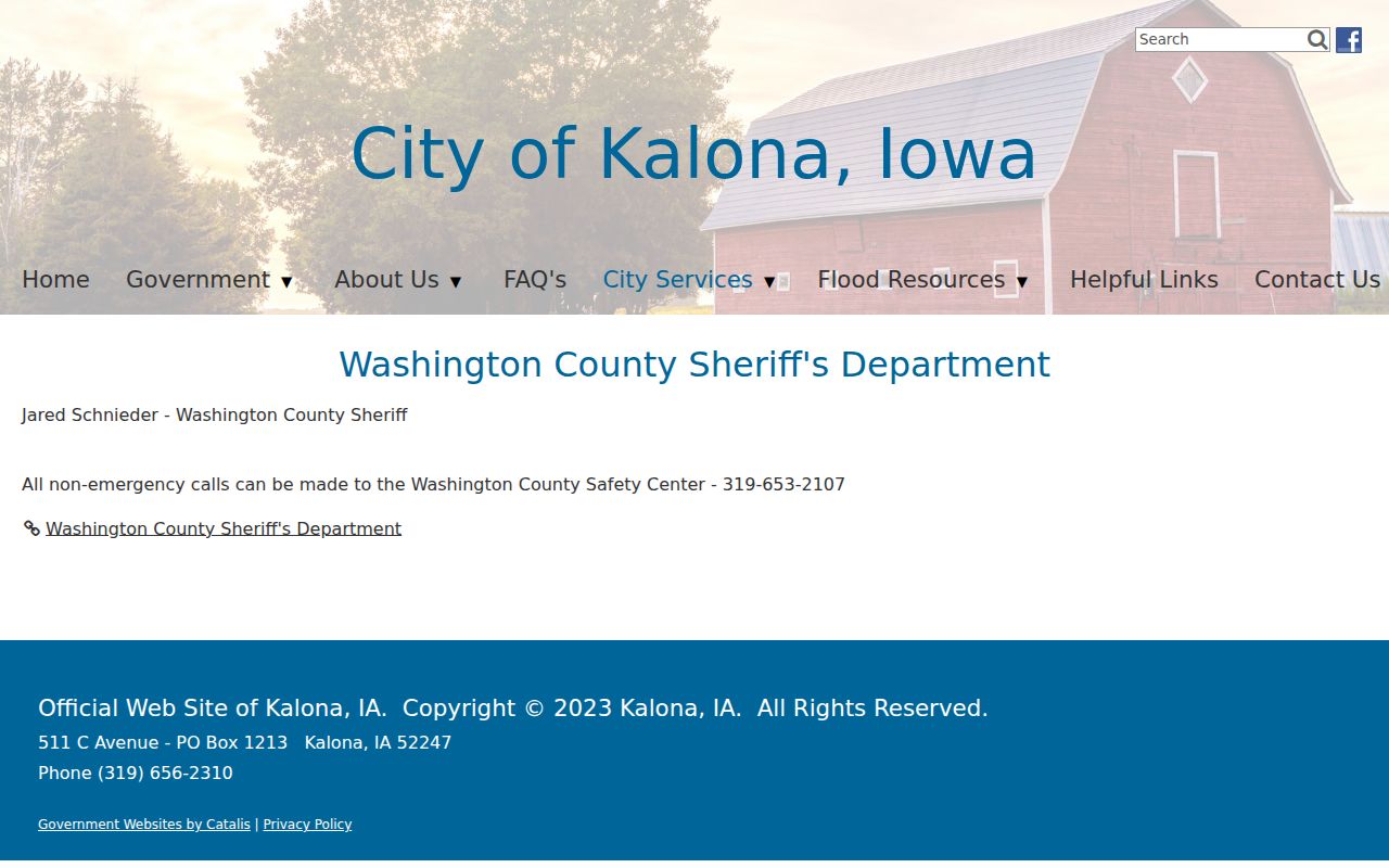 Kalona warrant search route to Washington County Sheriff