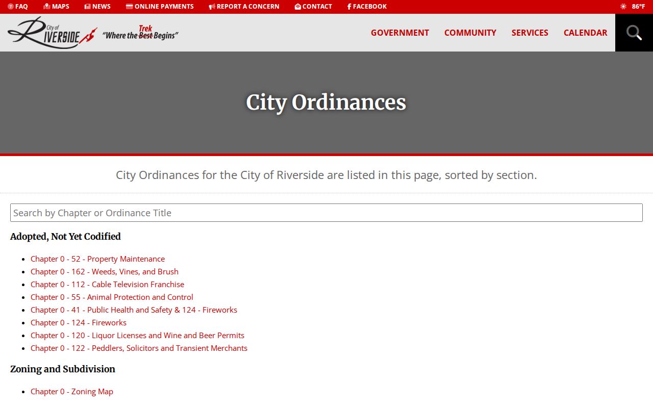 Riverside warrant records municipal infraction ordinance source