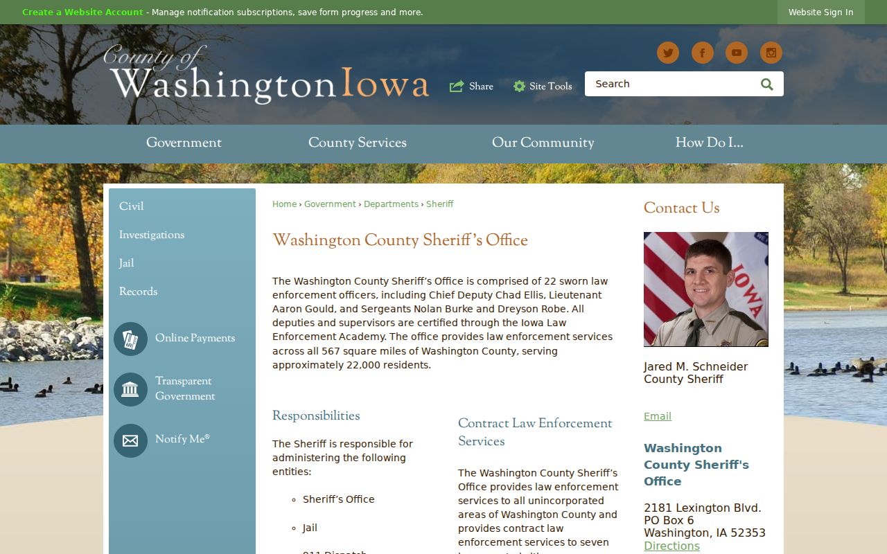Washington County warrant service sheriff office